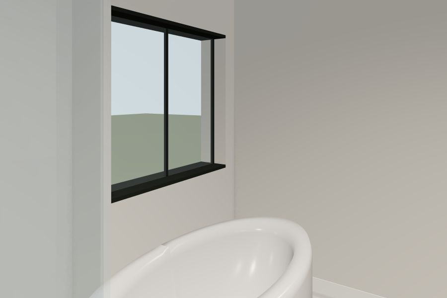 Bathroom toward tub