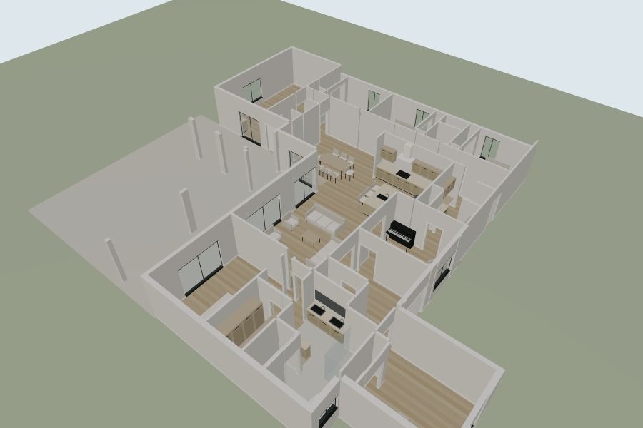 Overhead view of the current measured 3D home.