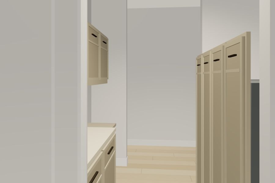 Pantry and concealed laundry