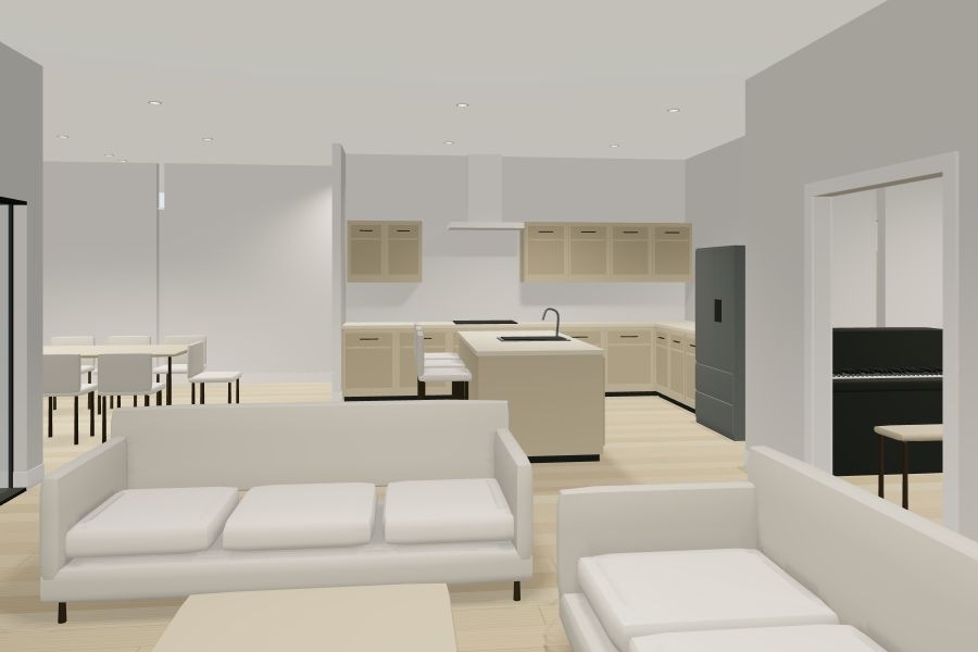 TV wall toward kitchen